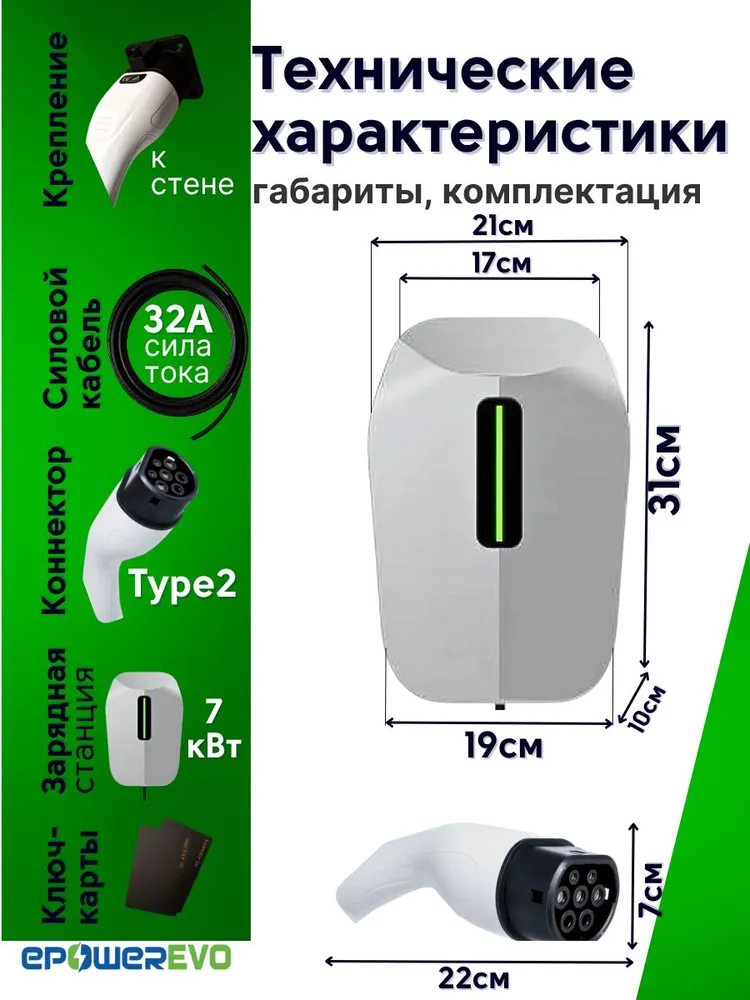 Зарядные устройства для электромобилей Зарядное устройство для электромобиля EPE-070 Type 2