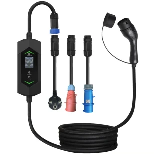 Зарядное устройство Auxus Type 2 6-32 A, WiFi (7 кВт, 1 фаза), сменные вилки