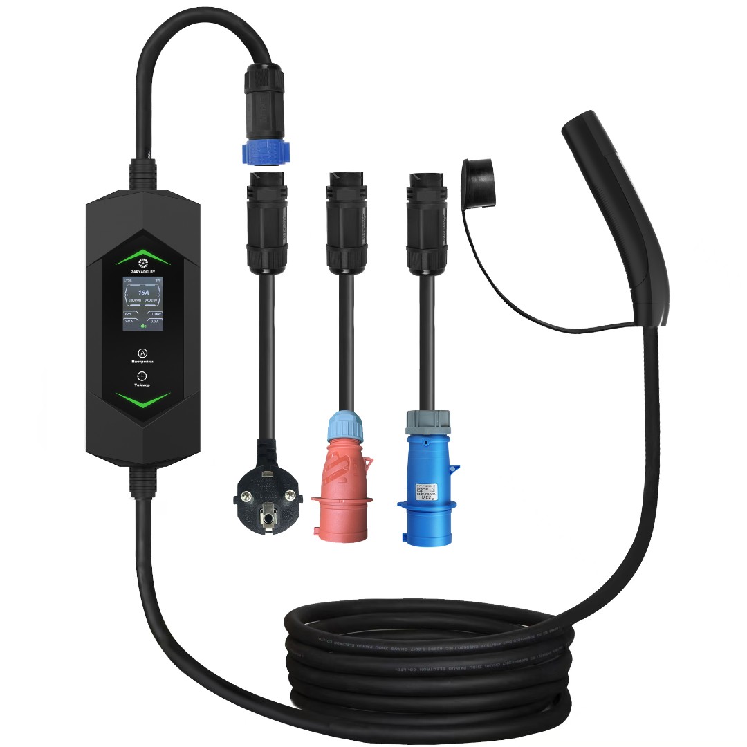 Зарядные устройства для электромобилей Зарядное устройство Auxus Tesla Nacs 6-32A, WiFi (7кВт, 1 фаза), сменные вилки