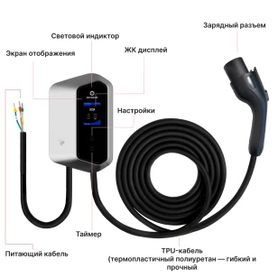 Зарядная станция Auxus GB/T 8-32A, WiFi (7кВт, 1 фаза)